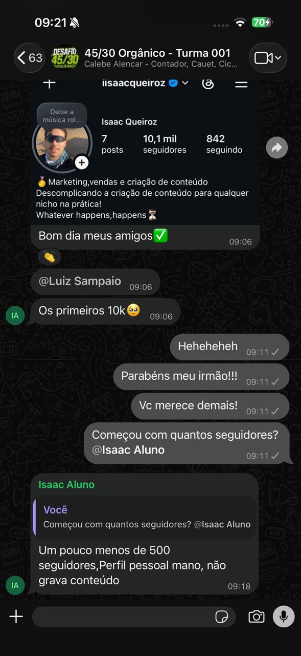 Print de resultado de aluno